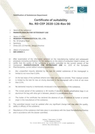 慧聚乐鱼官方站页面登录入口-乐鱼(中国)
获得马波沙星CEP证书